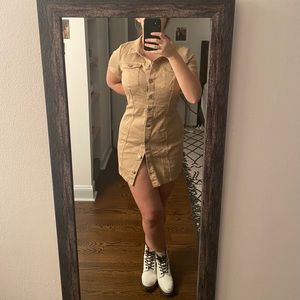 Khaki button up khaki dress